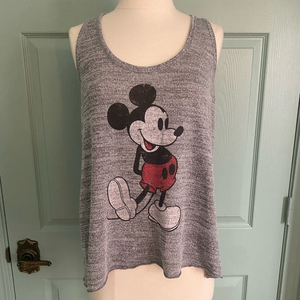 DISNEY MICKEY MOUSE soft knit racer back swing tank in heather grey